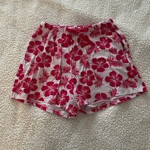 Floral Women's Shorts - Pink and White